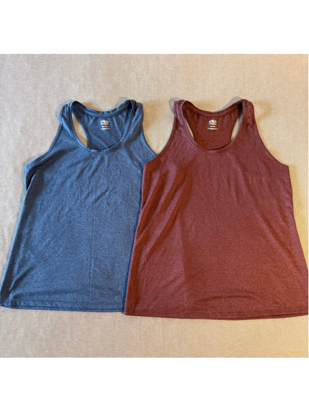 women's athletic racerback tank tops Athletic Works blue and copper size M